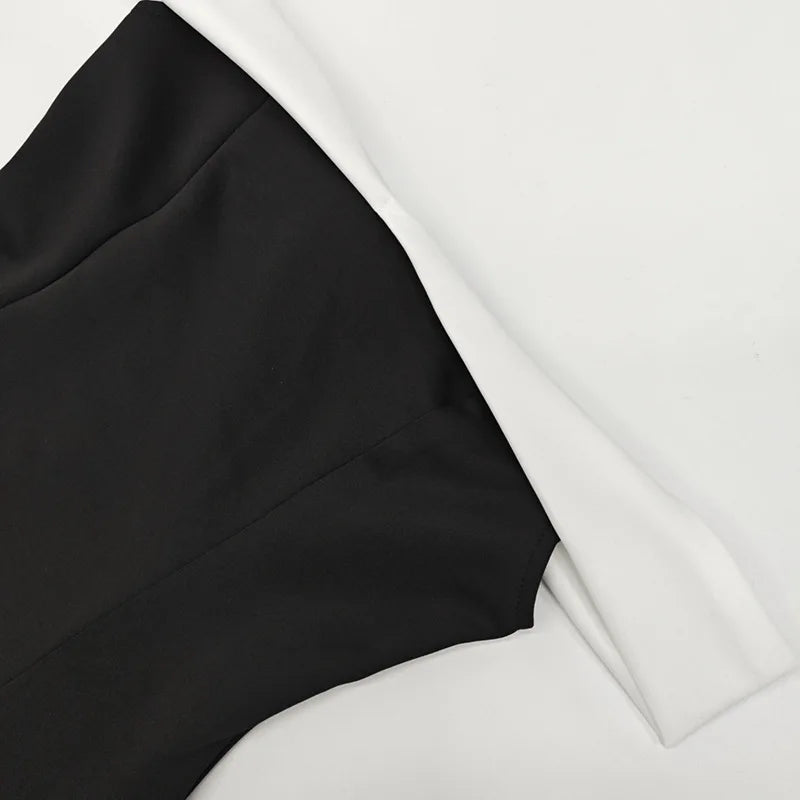Women's Clothing 2025 Autumn New Arrival Contrast Color Design Sexy Tube Top Slim Fit Ruffle Dress Vestidos De Mujer