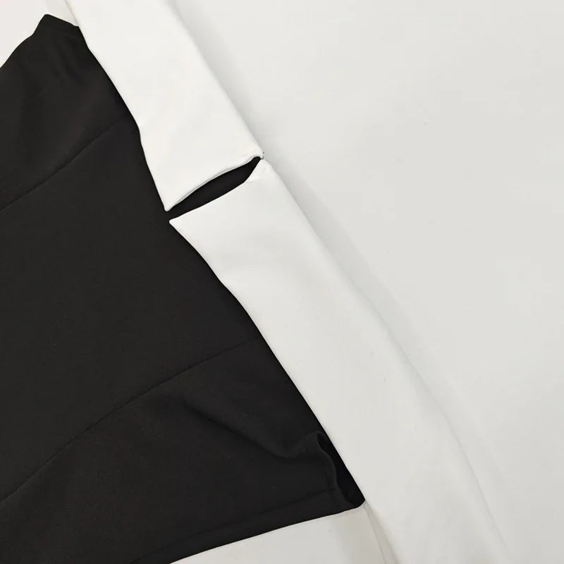 Women's Clothing 2025 Autumn New Arrival Contrast Color Design Sexy Tube Top Slim Fit Ruffle Dress Vestidos De Mujer
