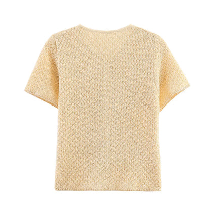 Women's Clothing 2025 New Style European And American Fashion Simple Pearl Decoration Knitted Top Knitted Vest