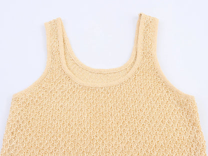 Women's Clothing 2025 New Style European And American Fashion Simple Pearl Decoration Knitted Top Knitted Vest