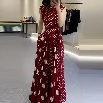 Women's clothing 2025 summer high-end  coffee break French formal settings red polka dot dress women