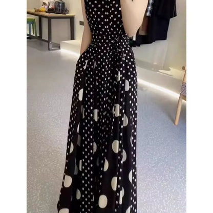 Women's clothing 2025 summer high-end  coffee break French formal settings red polka dot dress women