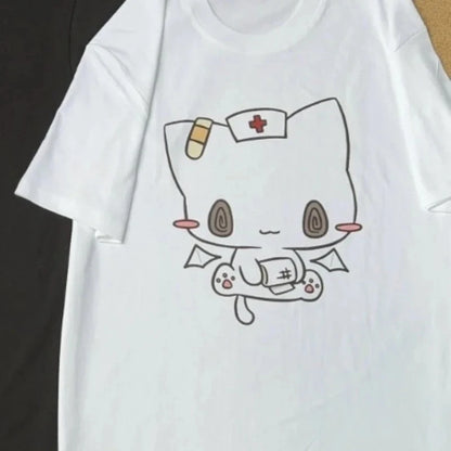 Unisex Cartoon Graphic Tee Shirt Casual Y2K Style