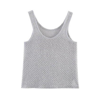 Women's Clothing 2025 New Style European And American Fashion Simple Pearl Decoration Knitted Top Knitted Vest