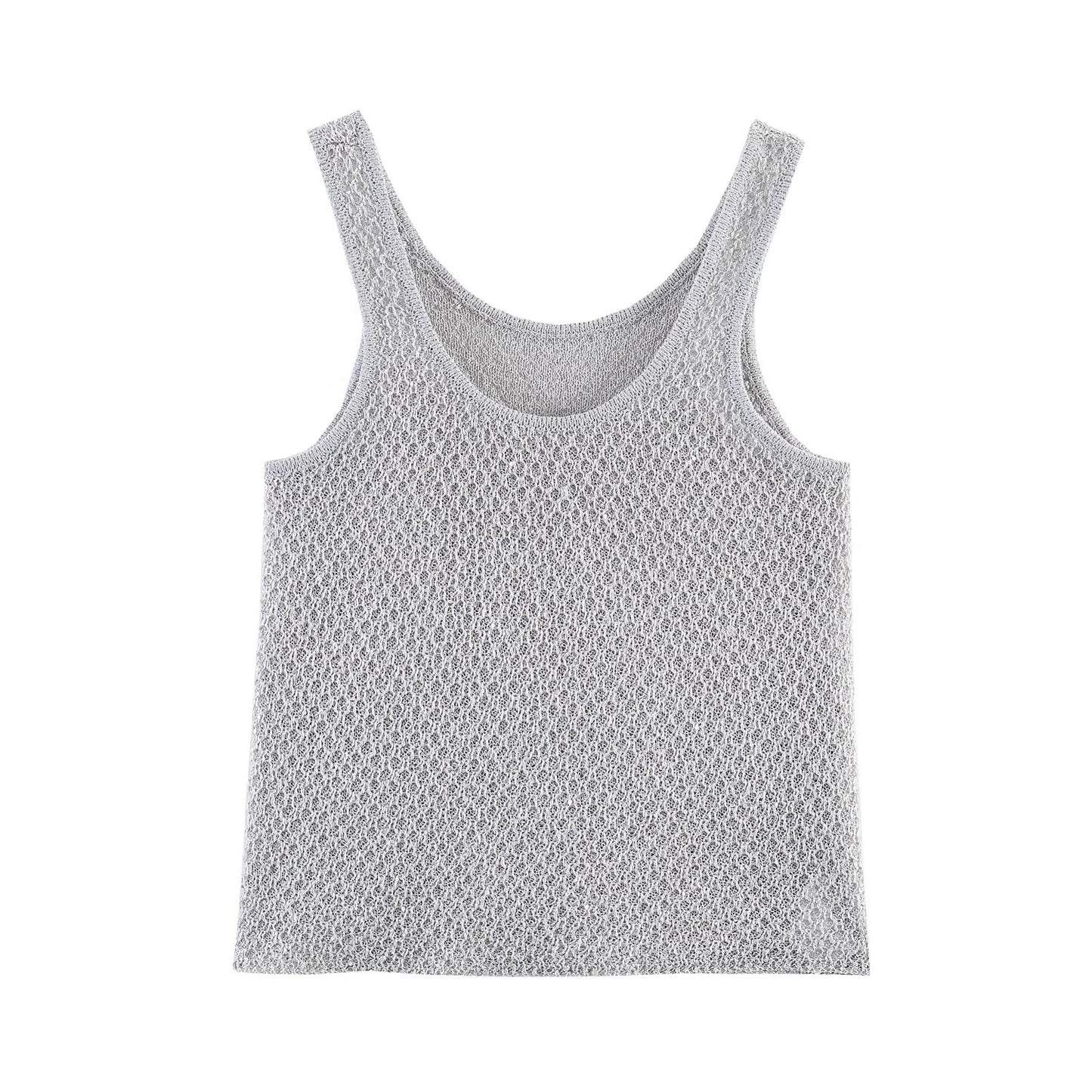 Women's Clothing 2025 New Style European And American Fashion Simple Pearl Decoration Knitted Top Knitted Vest