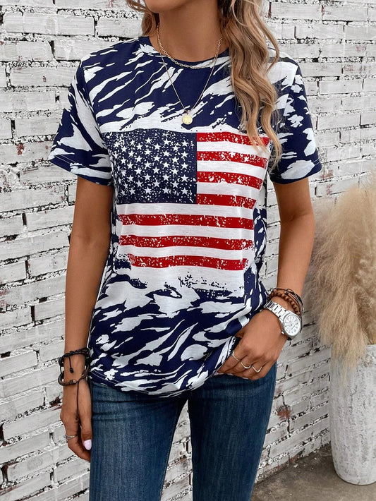 Women's T-Shirts For Women American Flag 3d Print Tops Casual Street Femalewear Summer Oversized T-Shirt Fashion Y2k Clothing