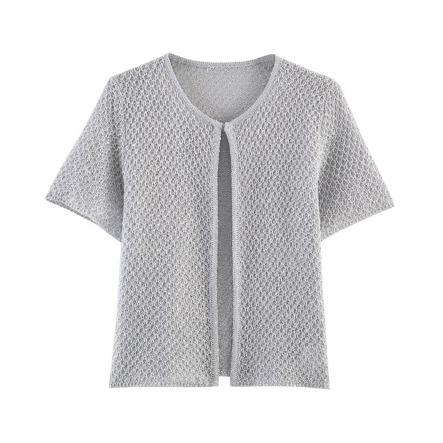 Women's Clothing 2025 New Style European And American Fashion Simple Pearl Decoration Knitted Top Knitted Vest