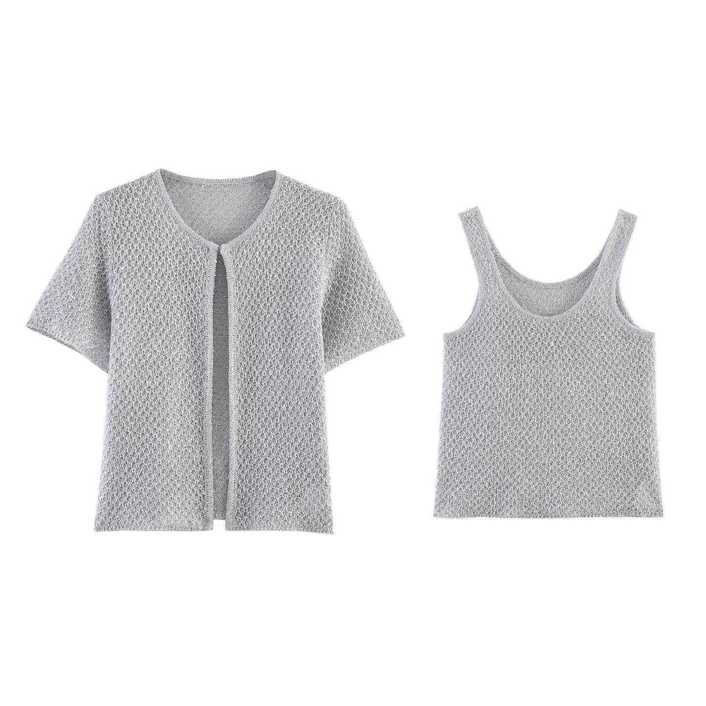 Women's Clothing 2025 New Style European And American Fashion Simple Pearl Decoration Knitted Top Knitted Vest
