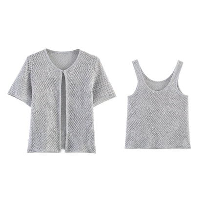 Women's Clothing 2025 New Style European And American Fashion Simple Pearl Decoration Knitted Top Knitted Vest