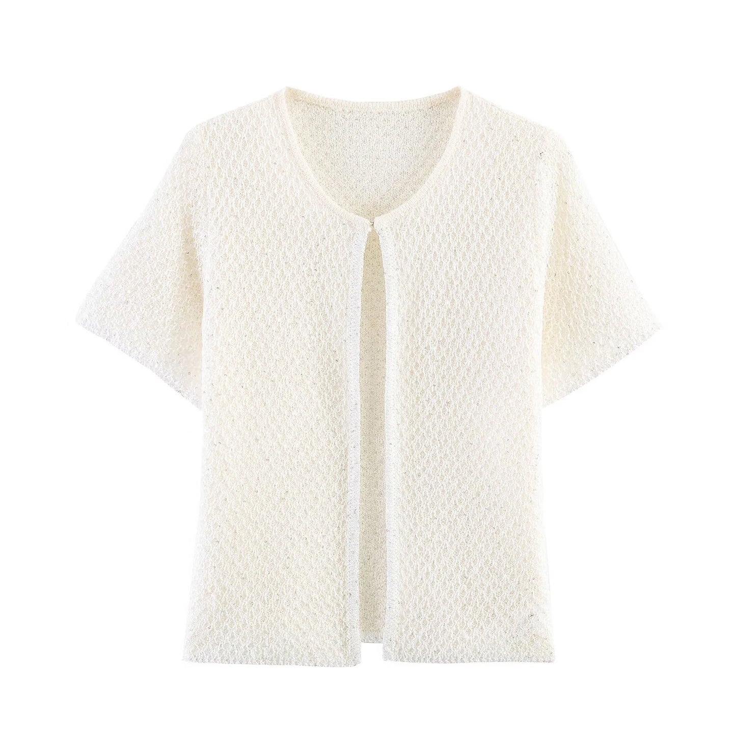 Women's Clothing 2025 New Style European And American Fashion Simple Pearl Decoration Knitted Top Knitted Vest
