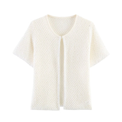 Women's Clothing 2025 New Style European And American Fashion Simple Pearl Decoration Knitted Top Knitted Vest