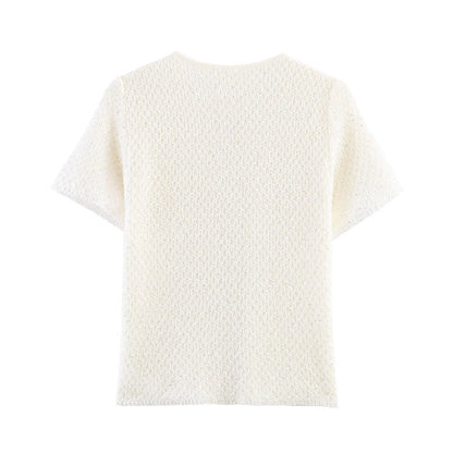 Women's Clothing 2025 New Style European And American Fashion Simple Pearl Decoration Knitted Top Knitted Vest