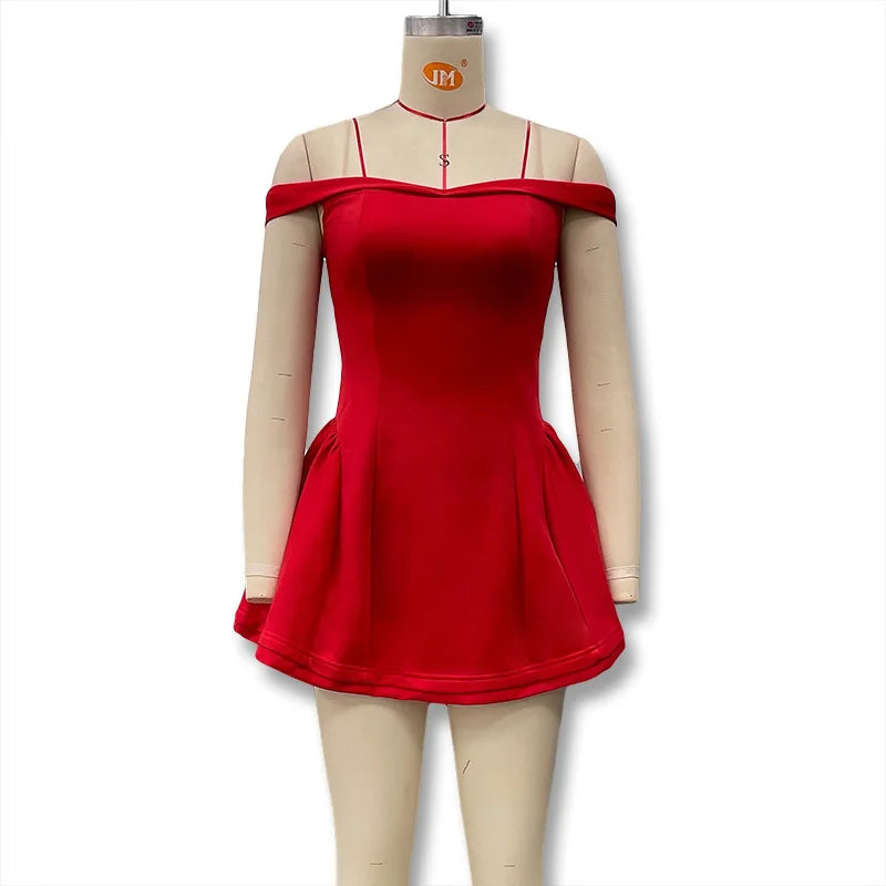 Women's Clothing 2025 Autumn New Arrival Contrast Color Design Sexy Tube Top Slim Fit Ruffle Dress Vestidos De Mujer