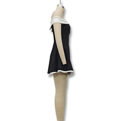 Women's Clothing 2025 Autumn New Arrival Contrast Color Design Sexy Tube Top Slim Fit Ruffle Dress Vestidos De Mujer