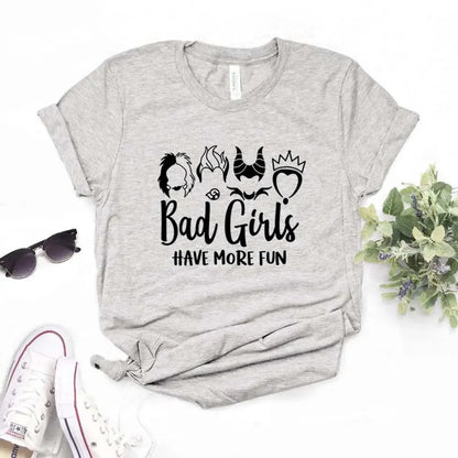 Women T Shirt Bad Girls Have More Fun Print Tshirt Women Short Sleeve O Neck Loose T-shirt Ladies Summer Causal Tee Shirt Tops