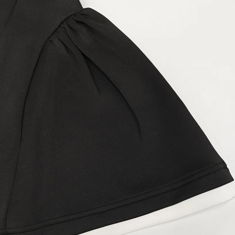 Women's Clothing 2025 Autumn New Arrival Contrast Color Design Sexy Tube Top Slim Fit Ruffle Dress Vestidos De Mujer