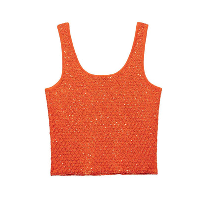 Women's Clothing 2025 New Style European And American Fashion Simple Pearl Decoration Knitted Top Knitted Vest
