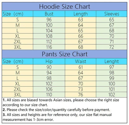 Women's Clothing 2 Pcs Suits Print Casual Hooded Sweatshirts Tracksuit Sports Jogging Sportswear Autumn Winter Woman Pants Sets