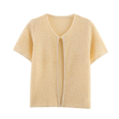 Women's Clothing 2025 New Style European And American Fashion Simple Pearl Decoration Knitted Top Knitted Vest