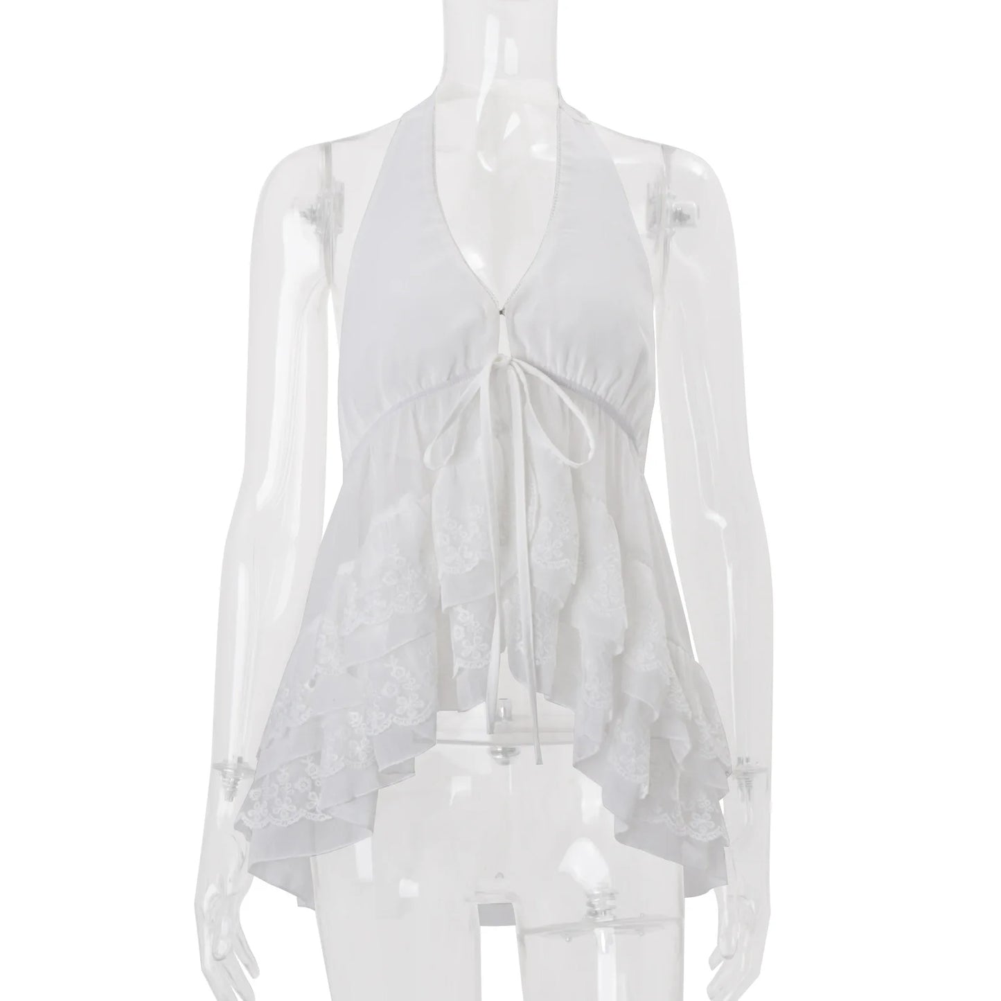 Clothing 2026 Spring New Style French Gentle Small Fresh Chiffon Hook Pattern Irregular Halter Neck Vest Top