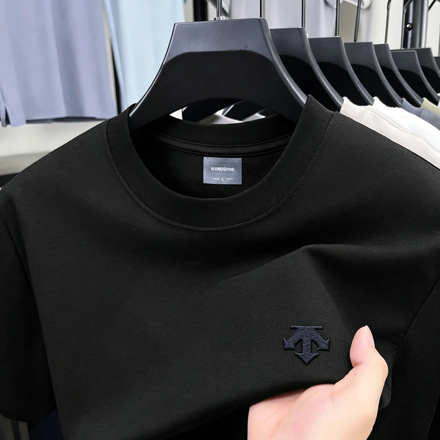 New Summer Men's Breathable Cotton embroidery T-shirt High End Brand O-neck Short Sleeved Fashionable Casual Sports Top Men's