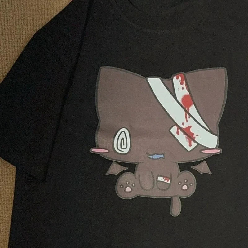 Unisex Cartoon Graphic Tee Shirt Casual Y2K Style