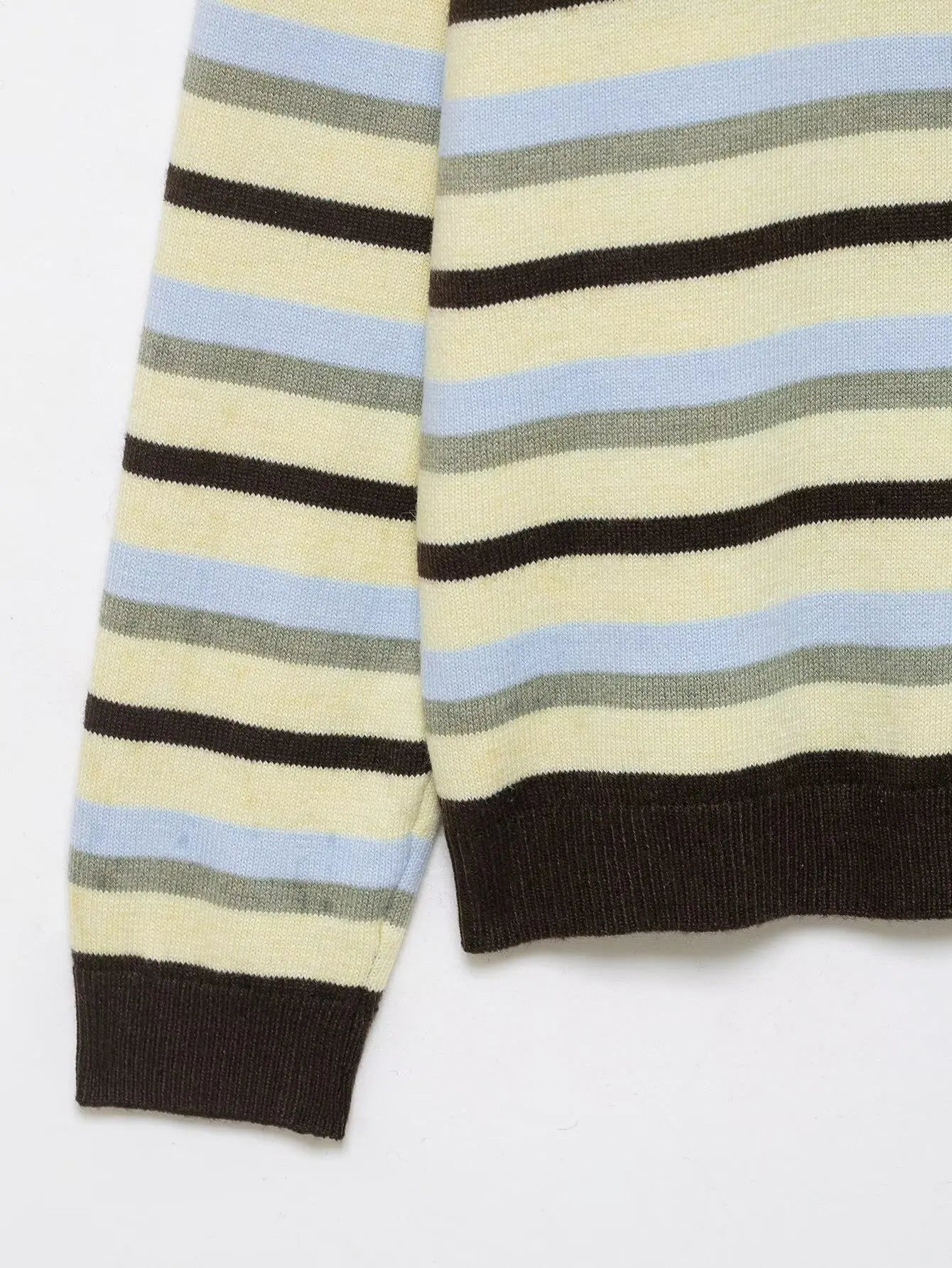 Women's Clothing 2025 Autumn New Item Sweet and Fresh Striped Long Sleeved Single Breasted Knitted Sweater Top
