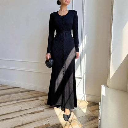 Women's Clothing 2025 Autumn New Home Casual Crew Neck Long-sleeved Sweater Loose Knitted Slim Dress