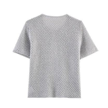 Women's Clothing 2025 New Style European And American Fashion Simple Pearl Decoration Knitted Top Knitted Vest