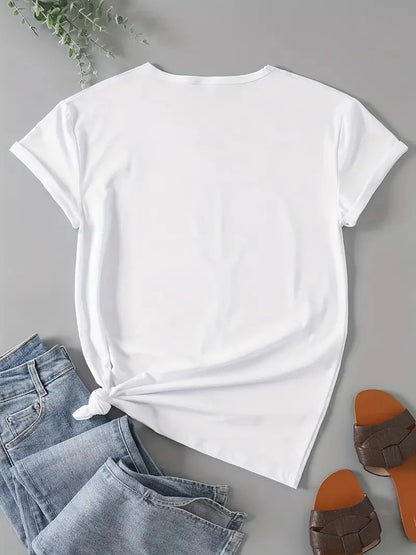 Women T Shirts Cartoon Printed Funny Couple Sweet Short Sleeve O Neck Loose Y2k Harajuku Tops Female Casual Tshirt Streetwear