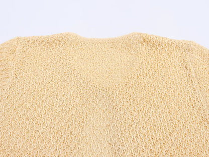 Women's Clothing 2025 New Style European And American Fashion Simple Pearl Decoration Knitted Top Knitted Vest