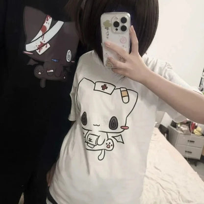 Unisex Cartoon Graphic Tee Shirt Casual Y2K Style