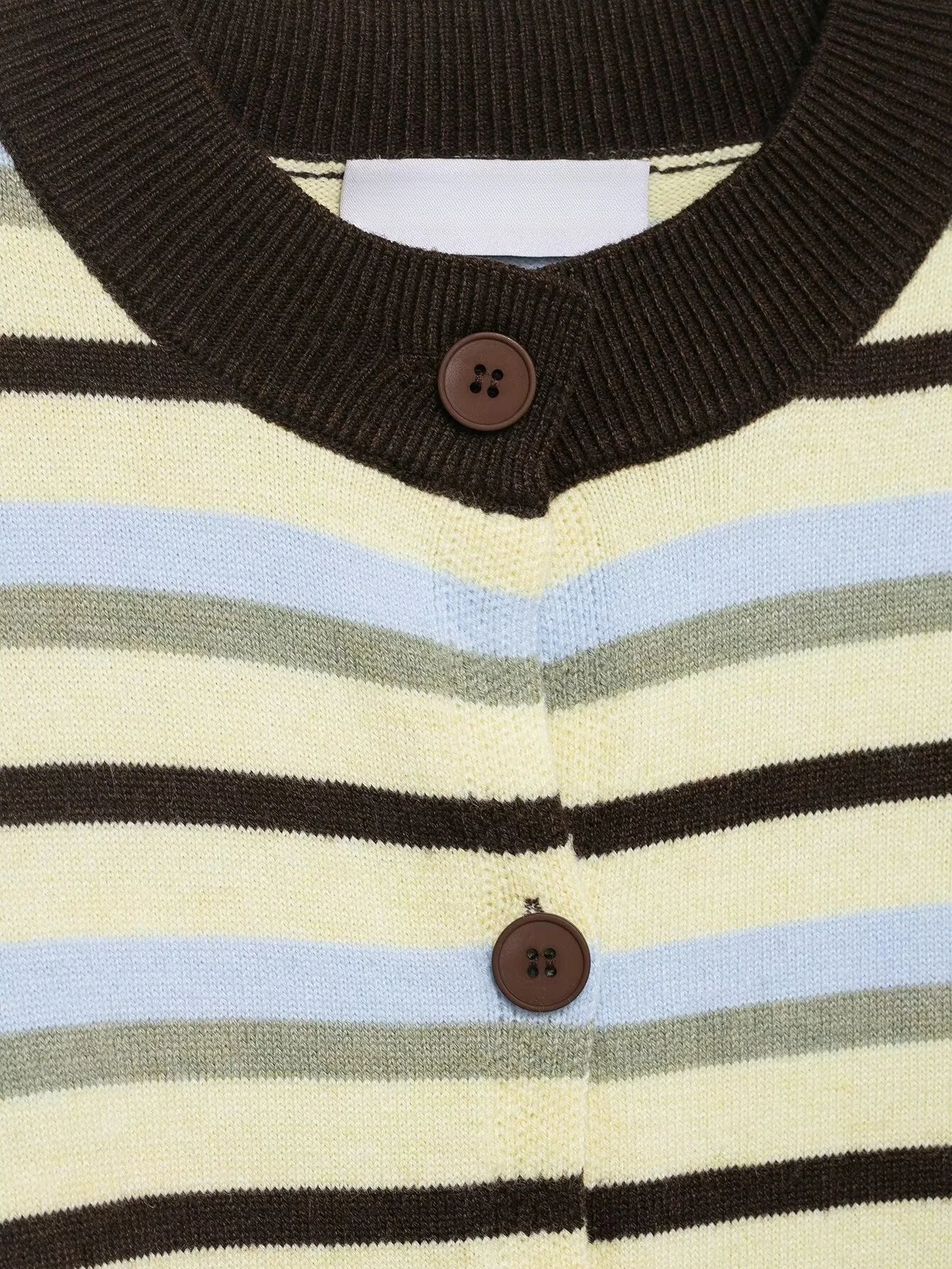 Women's Clothing 2025 Autumn New Item Sweet and Fresh Striped Long Sleeved Single Breasted Knitted Sweater Top